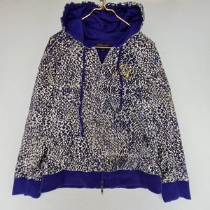 Christian Audigier Leopard Purple Hoodie Zip Up Large